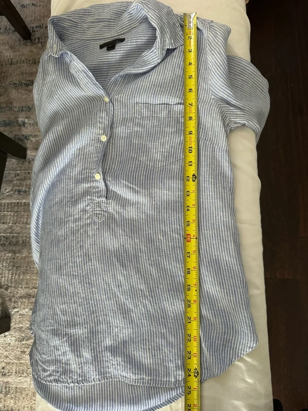 J.Crew Blue White Stripe Popover Button Front Shirt Women’s Size 2 Cotton - Picture 7 of 8